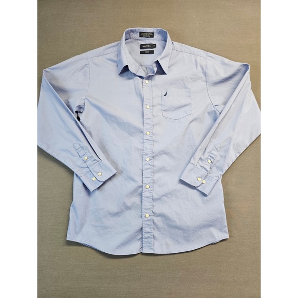 Nautica Other - Nautica Mens Light Blue Poplin Long Sleeve Button Down Shirt Size 20 Regular Fit